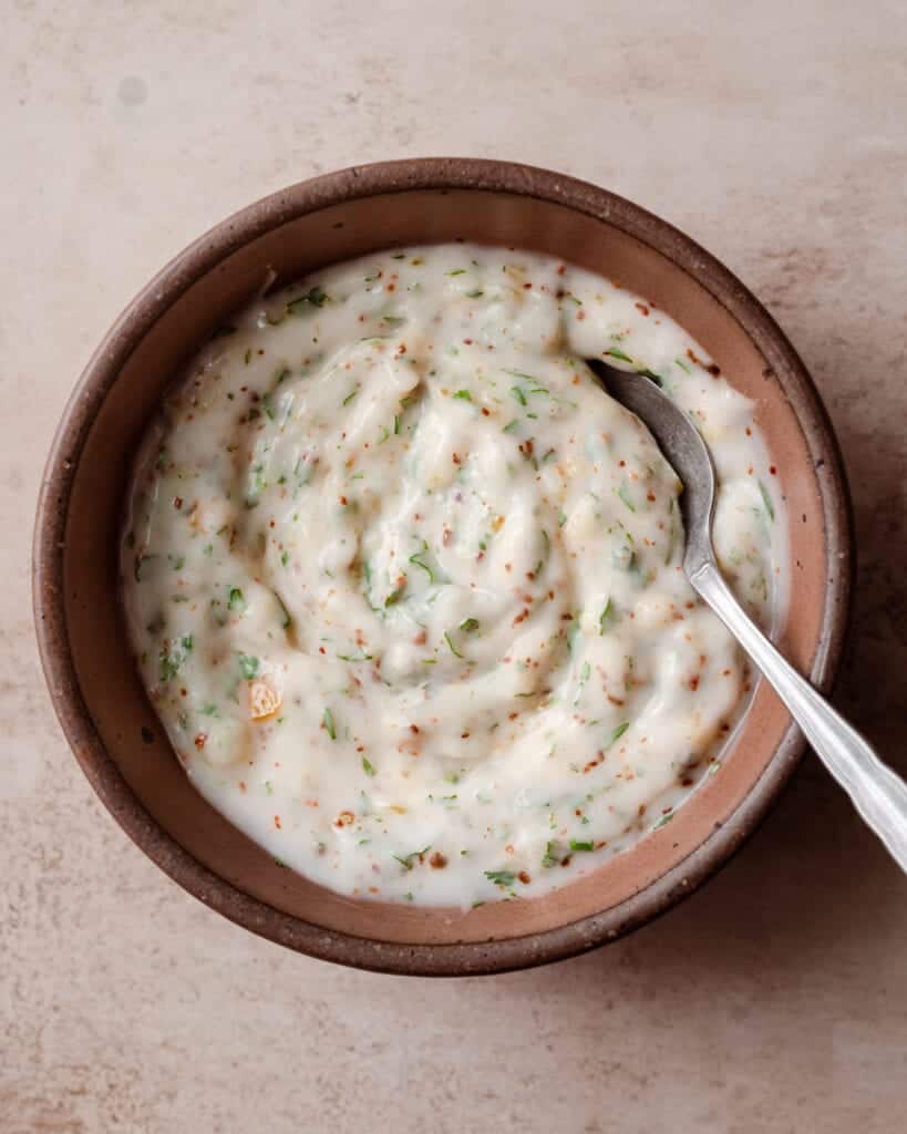 mixed preserved lemon yogurt sauce.