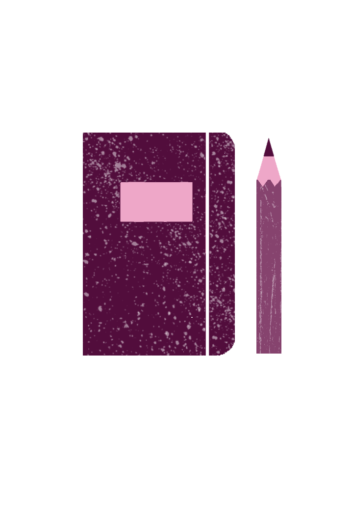 digital drawing of a journal and pencil.